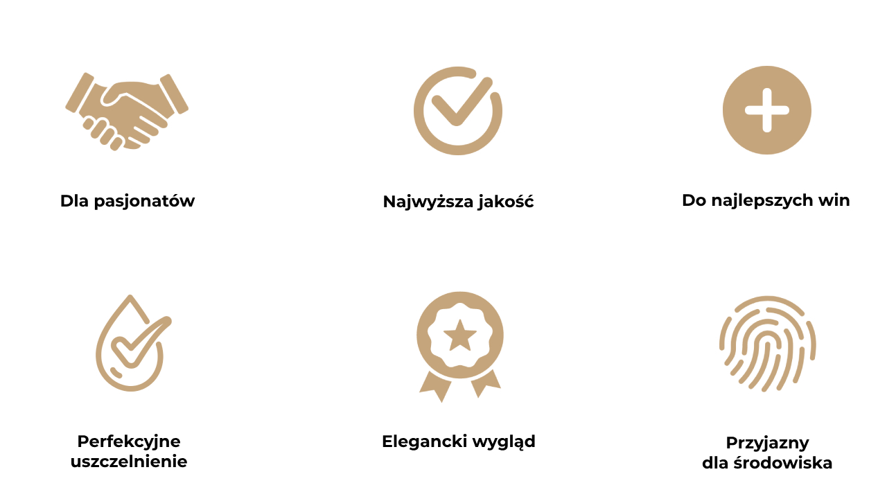 Obraz
            przedstawia psześć ikon opisujących zalety korka od wina